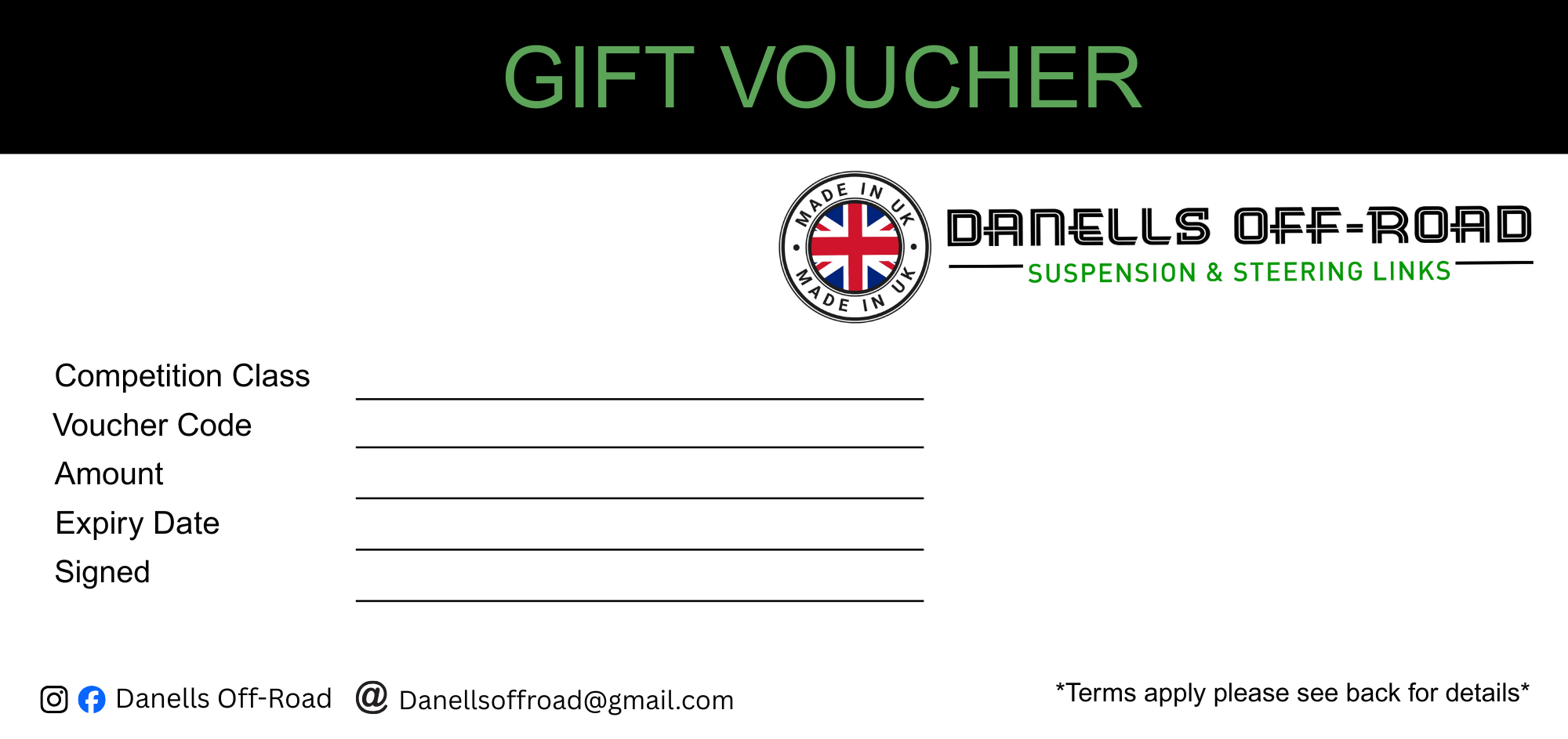 Danells Off - Road Gift Card - Danells Off - Road